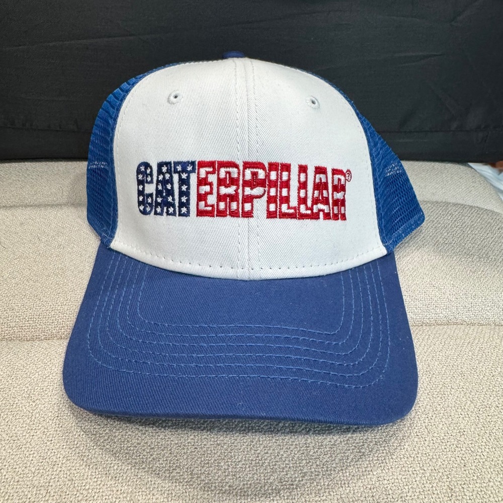 Caterpillar Trucker Hat Patriotic USA Stars & Stripes Logo‎ Cap